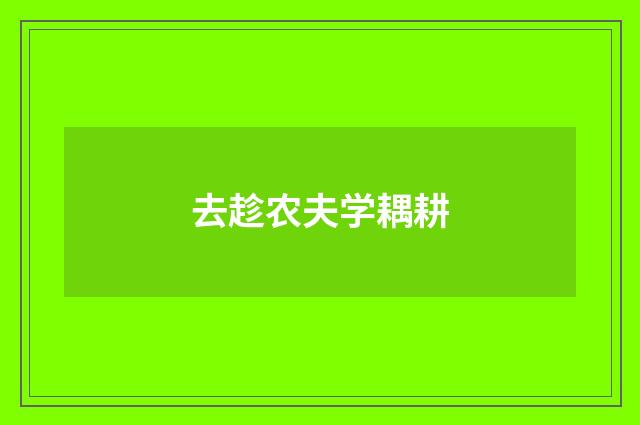 去趁农夫学耦耕
