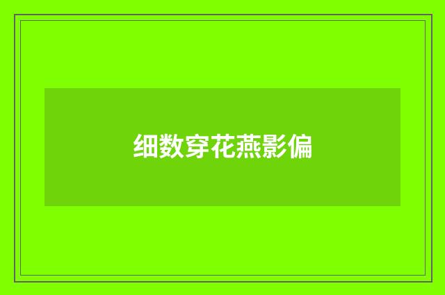 细数穿花燕影偏