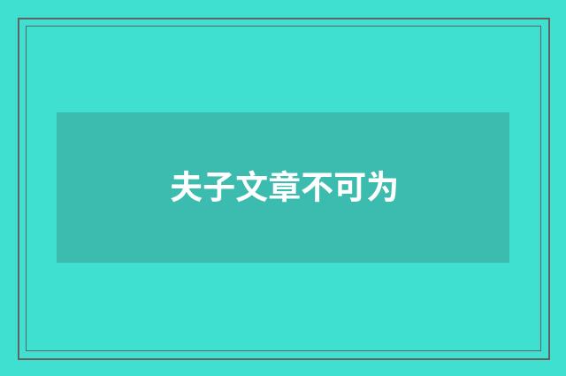 夫子文章不可为