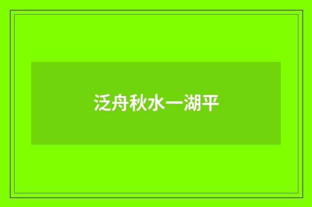 泛舟秋水一湖平