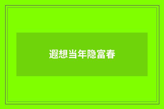 遐想当年隐富春