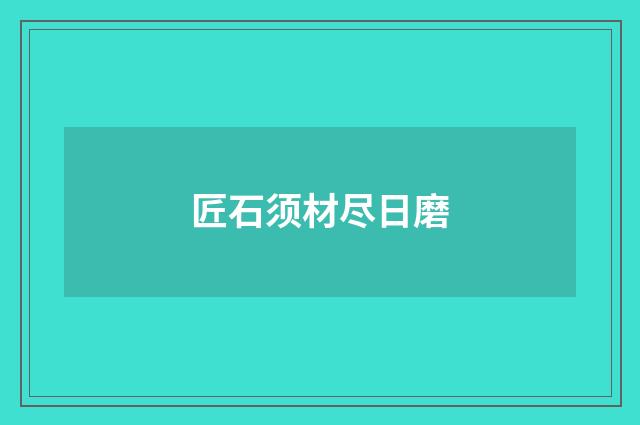 匠石须材尽日磨
