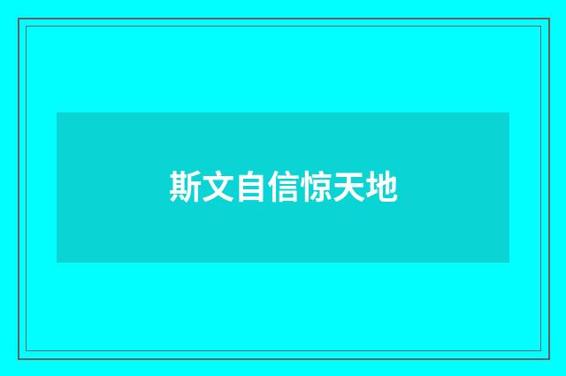 斯文自信惊天地