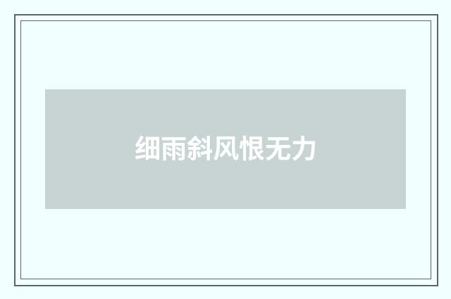 细雨斜风恨无力