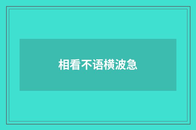 相看不语横波急