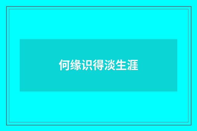 何缘识得淡生涯