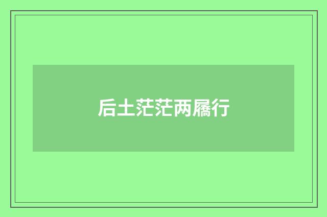 后土茫茫两屩行