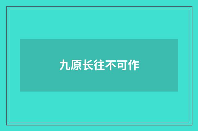 九原长往不可作