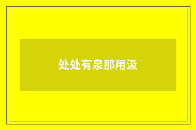 处处有泉那用汲
