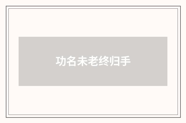 功名未老终归手