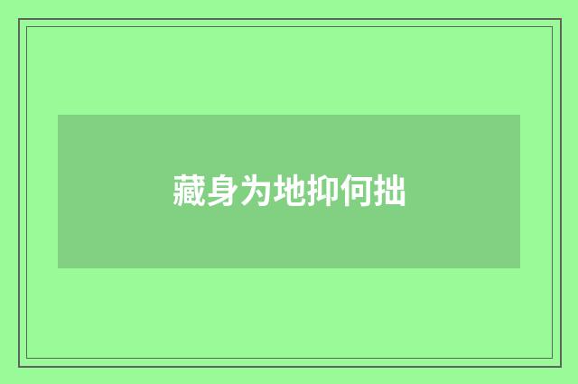 藏身为地抑何拙