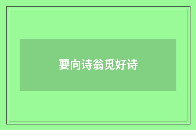 要向诗翁觅好诗