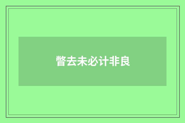 瞥去未必计非良