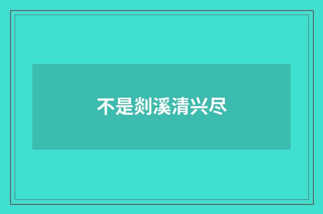 不是剡溪清兴尽