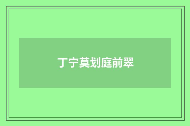 丁宁莫划庭前翠