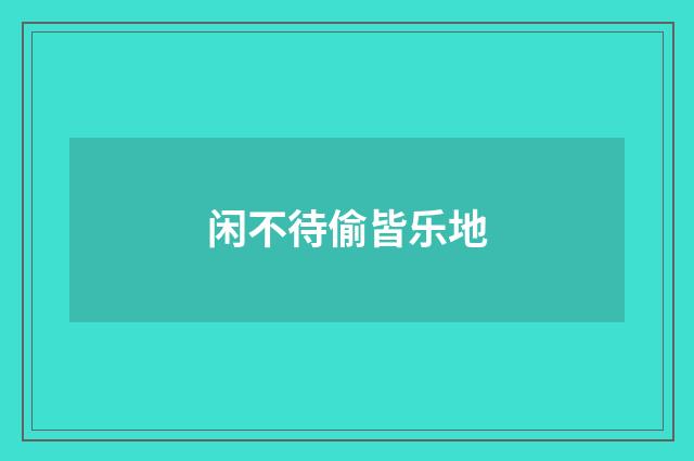 闲不待偷皆乐地