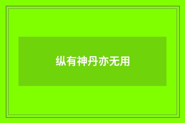 纵有神丹亦无用