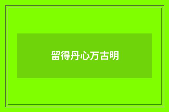 留得丹心万古明