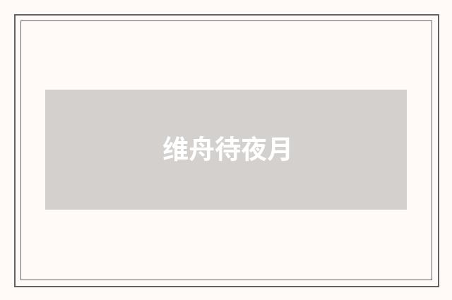 维舟待夜月