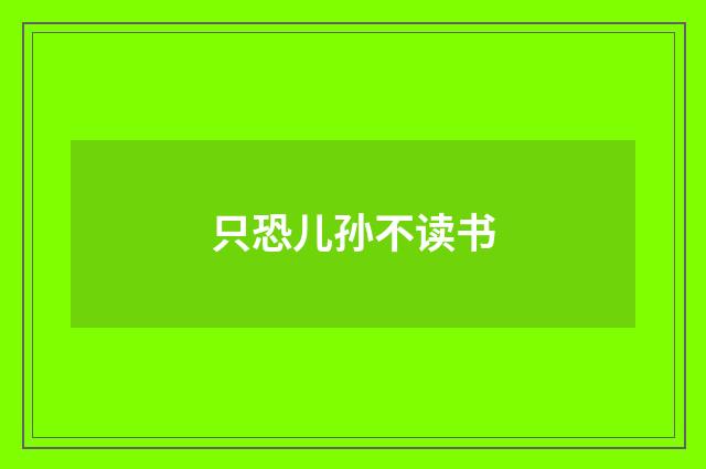 只恐儿孙不读书
