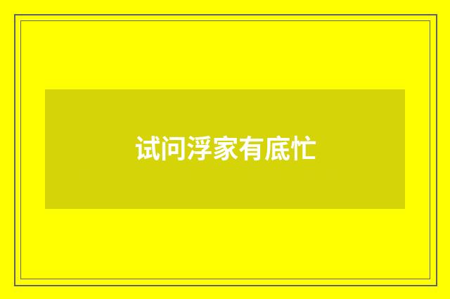 试问浮家有底忙