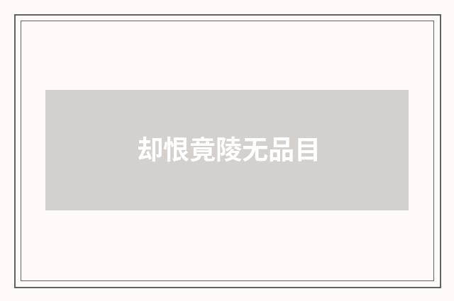 却恨竟陵无品目