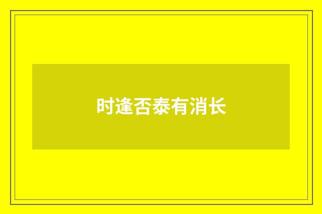 时逢否泰有消长