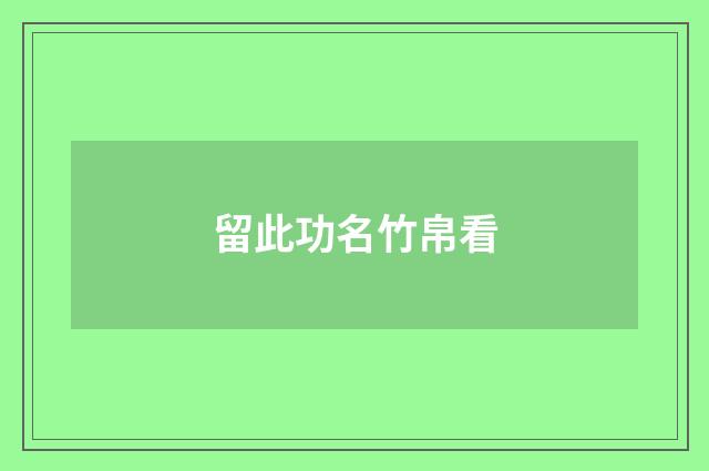 留此功名竹帛看