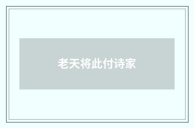 老天将此付诗家