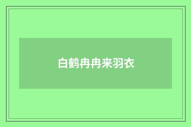白鹤冉冉来羽衣