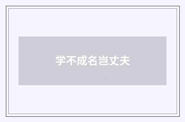 学不成名岂丈夫