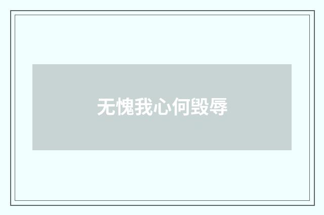 无愧我心何毁辱