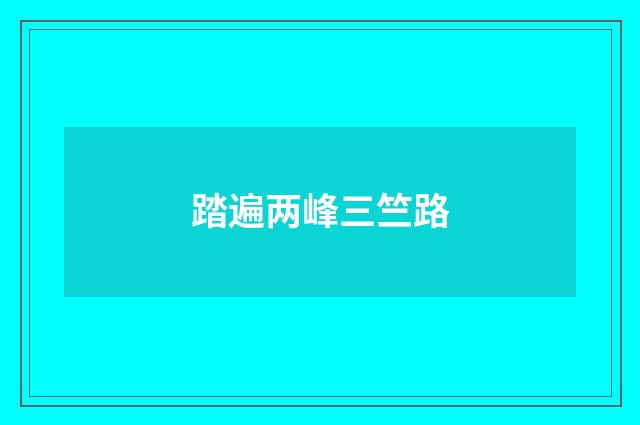 踏遍两峰三竺路