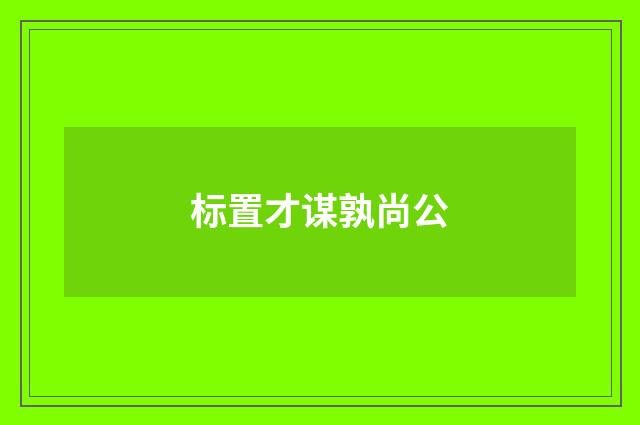 标置才谋孰尚公