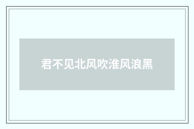 君不见北风吹淮风浪黑