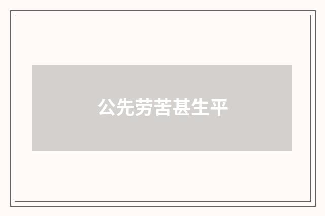 公先劳苦甚生平