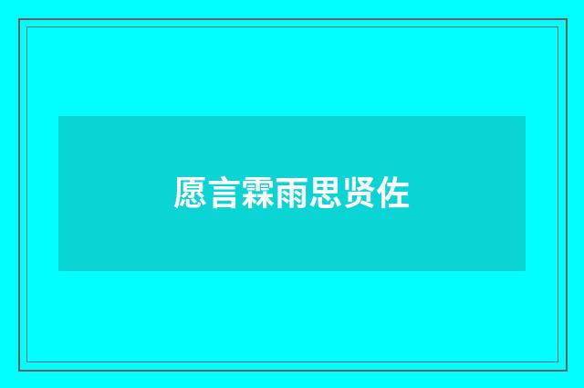 愿言霖雨思贤佐