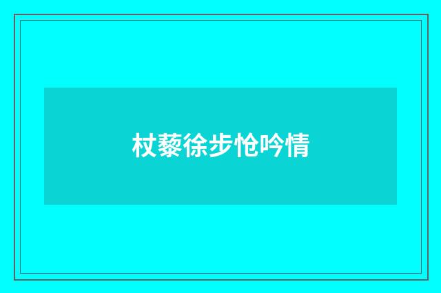 杖藜徐步怆吟情