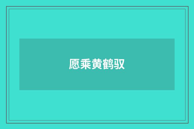 愿乘黄鹤驭