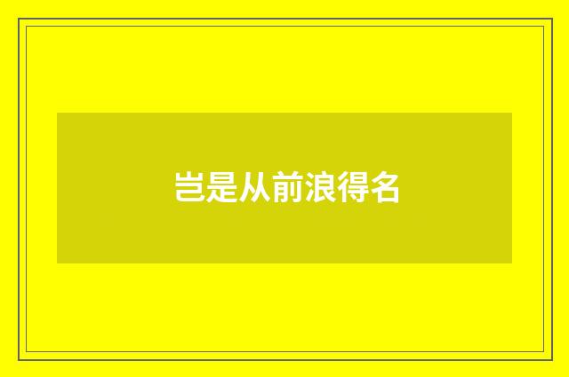 岂是从前浪得名