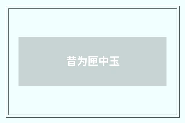 昔为匣中玉