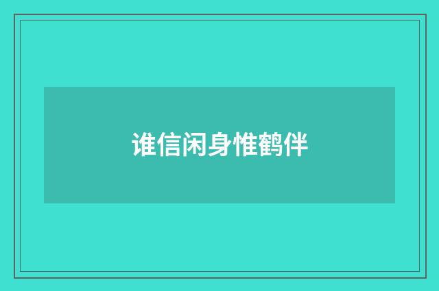 谁信闲身惟鹤伴