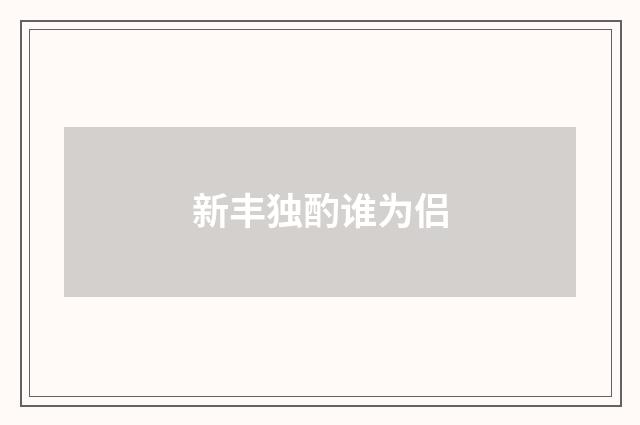新丰独酌谁为侣