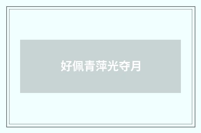 好佩青萍光夺月