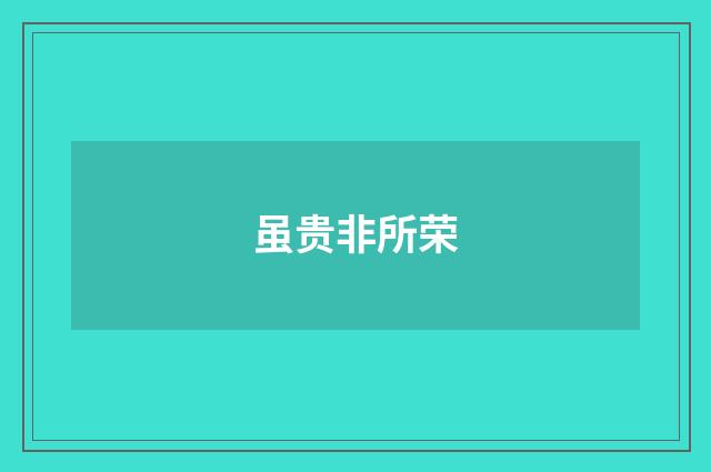 虽贵非所荣