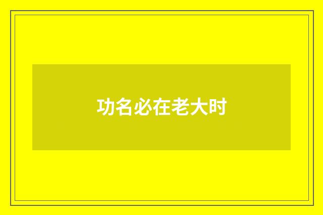 功名必在老大时