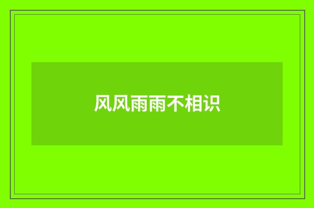 风风雨雨不相识