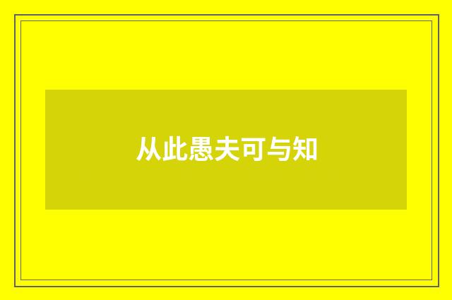 从此愚夫可与知
