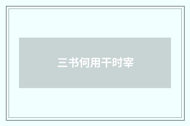 三书何用干时宰
