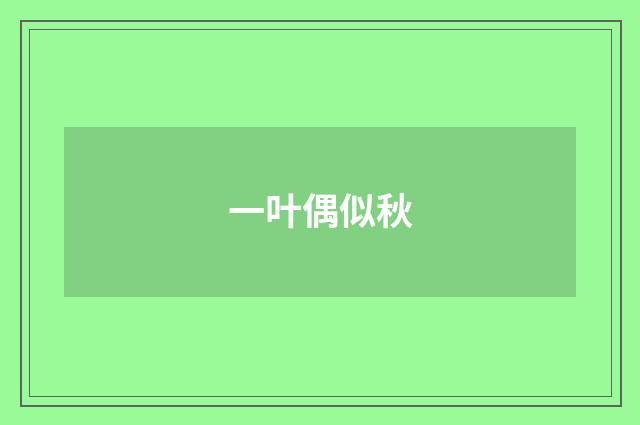 一叶偶似秋